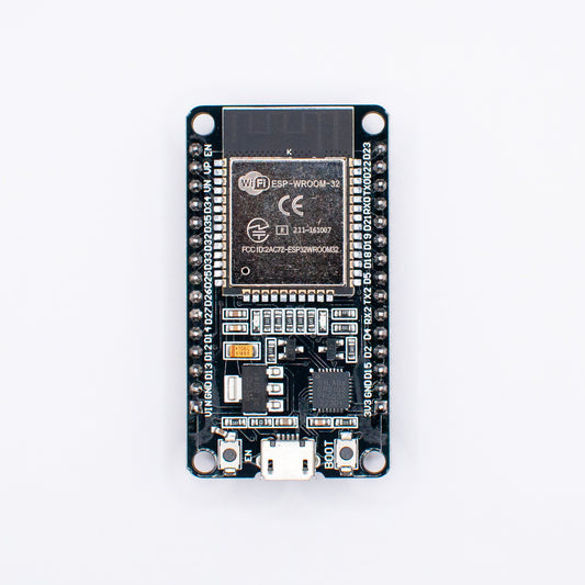 ESP32-WROOM-32 IoT Wi-Fi module, view from the top showing components