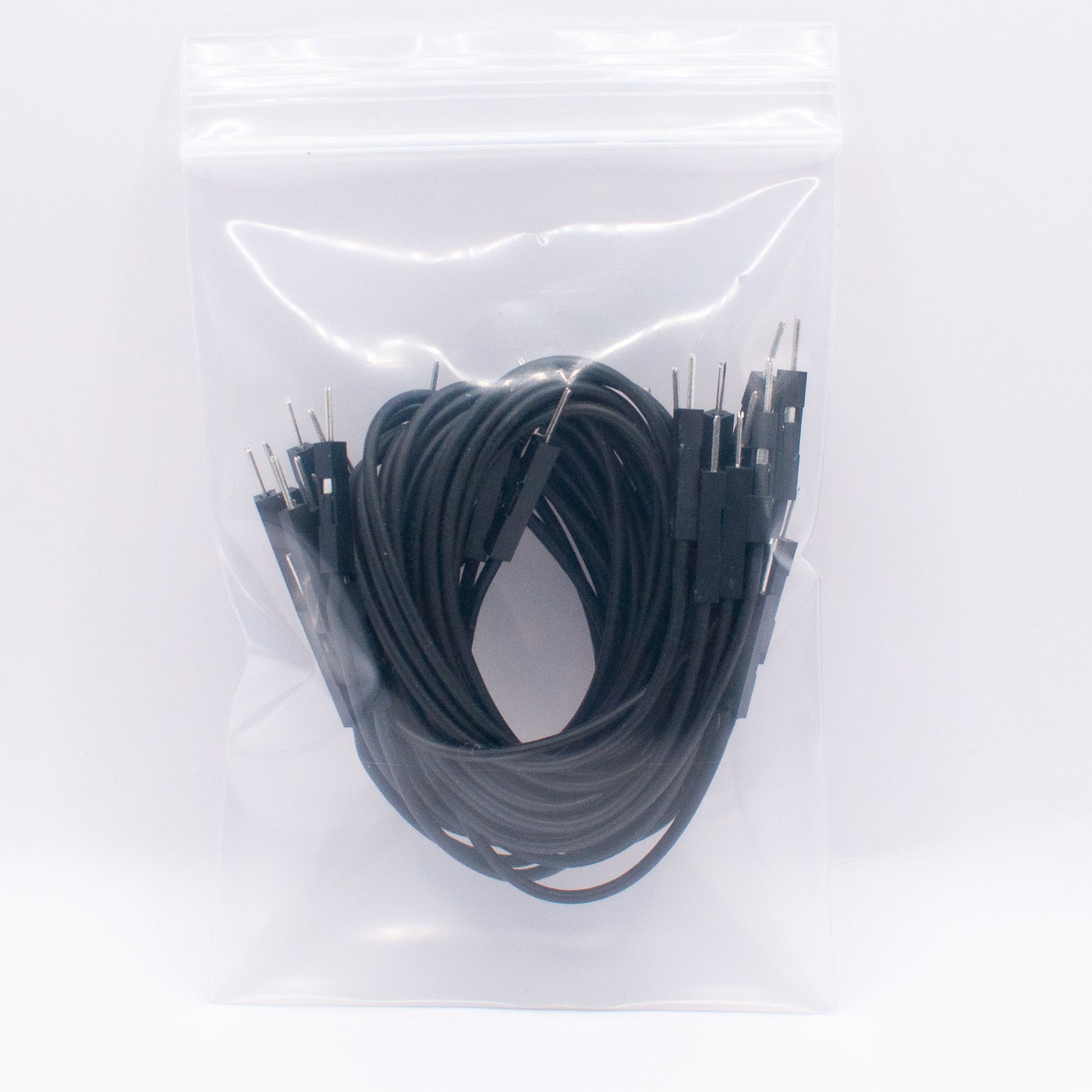 Black plug-plug silicone dupont wires, 20 pcs, in zip-lock bag