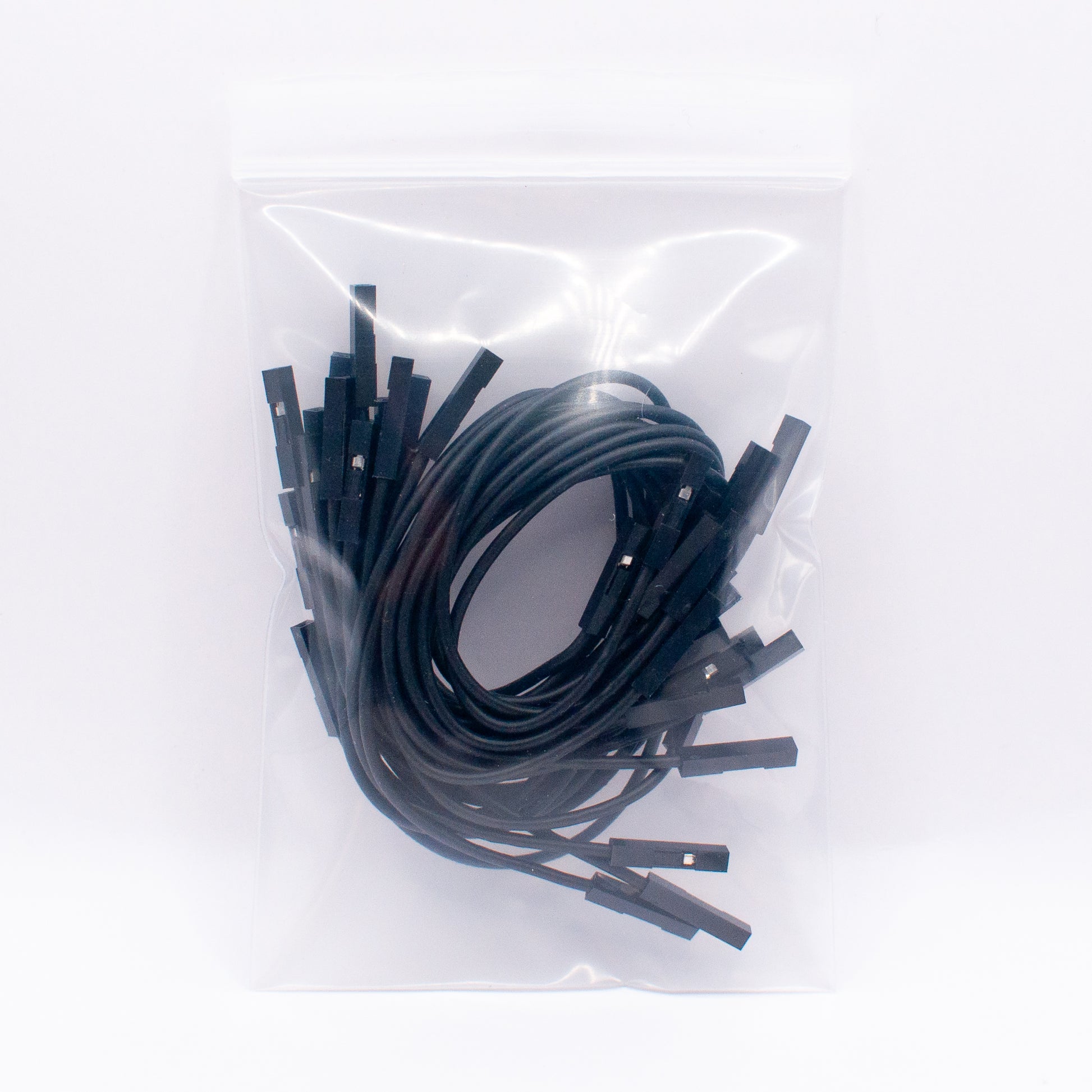 Black socket-socket silicone dupont wires, 20 pcs, in zip-lock bag