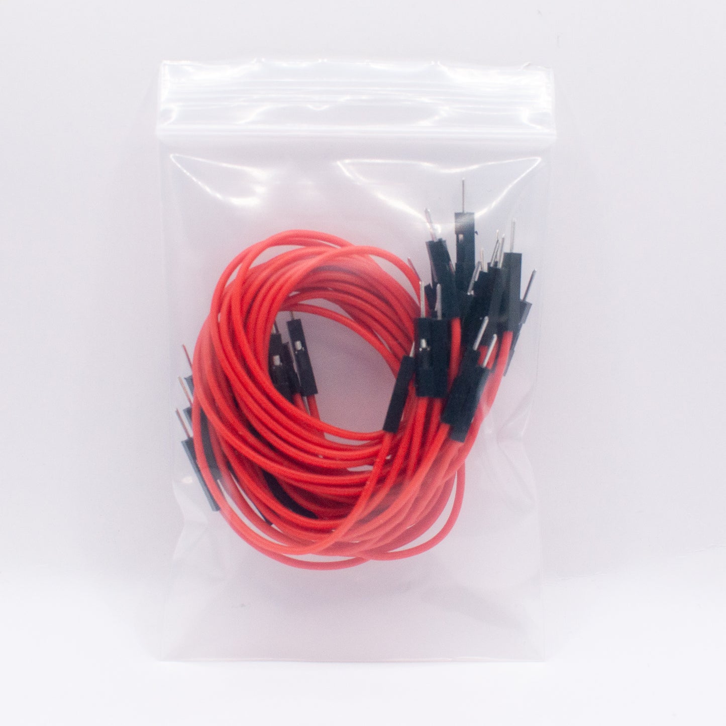 Red plug-plug silicone dupont wires, 20 pcs, in zip-lock bag