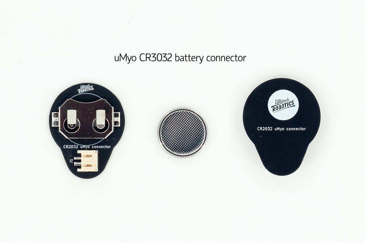 uMyo battery connector PCB for CR2032 coin cell, with JST 2-pin connector