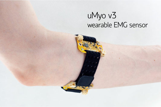 uMyo - wearable EMG sensor for measuring muscle activity, worn on the arm